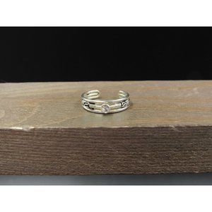 Size 3.25 Sterling Silver Tribal Crystal Toe Band Ring